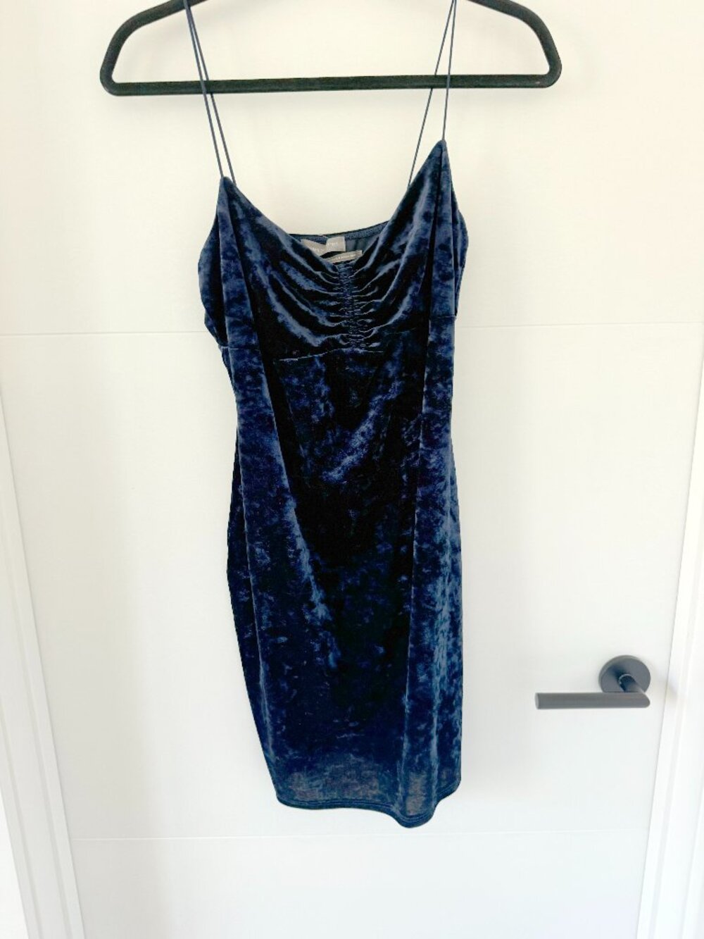 Urban Outfitters crushed velvet dark blue short dress